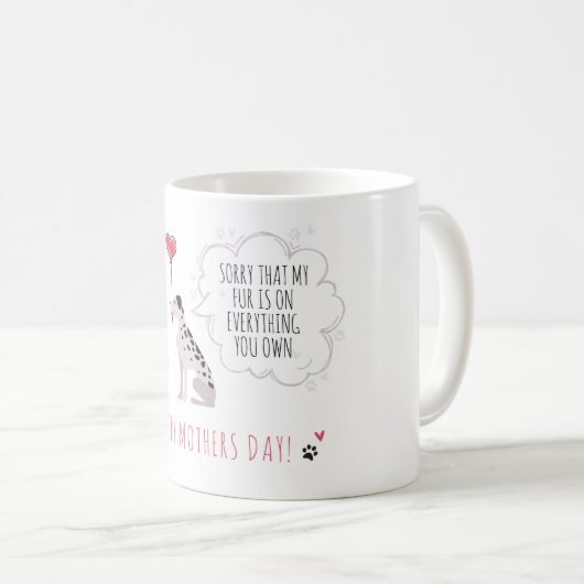 Dog mam Moederdag poten liefde hart Koffiemok (Voorkant rechts)