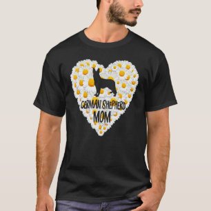 Dog mam on Love Heart White Daisy Flowers German S T-shirt