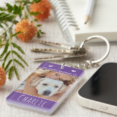 Dog Mam Paarse Foto Sleutelhanger (Voorkant Rechts)