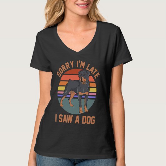 Dog mam pap Rottweiler Eigenaar Sorry dat ik laat  T-shirt (Voorkant)
