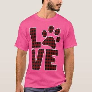 Dog mam Papa Love Paw Red Black Buffalo Pset-881 T-shirt