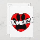 Dog mam Paw en Red Heart Tekening Briefkaart (Voorkant / Achterkant)