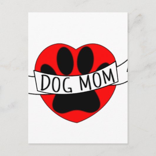 Dog mam Paw en Red Heart Tekening Briefkaart (Voorkant)
