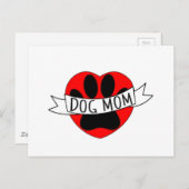 Dog mam Paw en Red Heart Tekening Briefkaart (Voorkant / Achterkant)