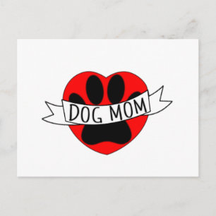 Dog mam Paw en Red Heart Tekening Briefkaart
