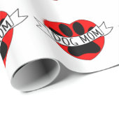 Dog mam Paw en Red Heart Tekening Cadeaupapier (Rol Hoek)