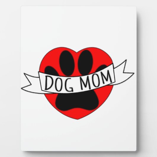 Dog mam Paw en Red Heart Tekening Fotoplaat (Voorkant)