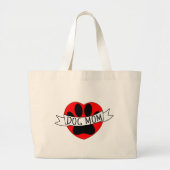 Dog mam Paw en Red Heart Tekening Grote Tote Bag (Voorkant)