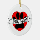 Dog mam Paw en Red Heart Tekening Keramisch Ornament (Rechts)