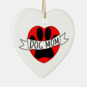 Dog mam Paw en Red Heart Tekening Keramisch Ornament (Rechts)