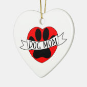 Dog mam Paw en Red Heart Tekening Keramisch Ornament (Links)
