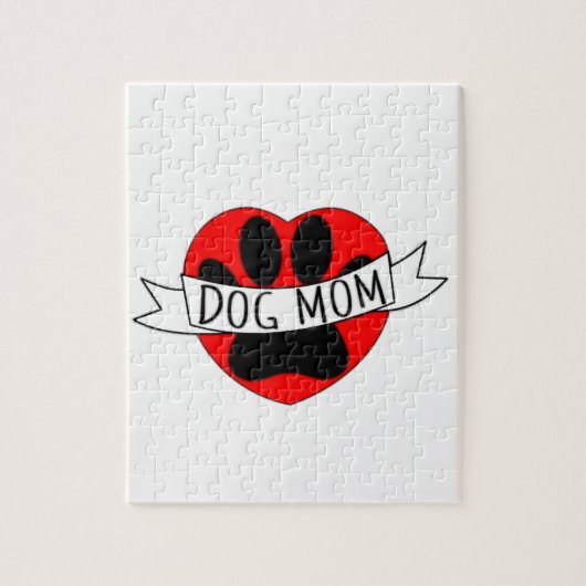 Dog mam Paw en Red Heart Tekening Legpuzzel (Verticaal)
