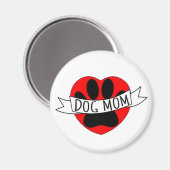 Dog mam Paw en Red Heart Tekening Magneet (Voorkant / Achterkant)