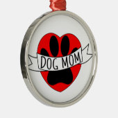 Dog mam Paw en Red Heart Tekening Metalen Ornament (Rechts)