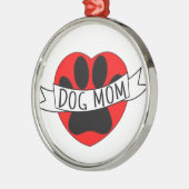 Dog mam Paw en Red Heart Tekening Metalen Ornament (Links)