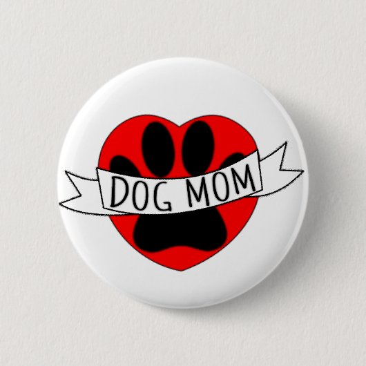 Dog mam Paw en Red Heart Tekening Ronde Button 5,7 Cm (Voorkant)