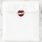 Dog mam Paw en Red Heart Tekening Ronde Sticker (Tas)