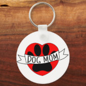 Dog mam Paw en Red Heart Tekening Sleutelhanger (Voorkant)