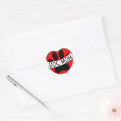 Dog mam Paw en Red Heart Tekening Vierkante Sticker (Envelop)