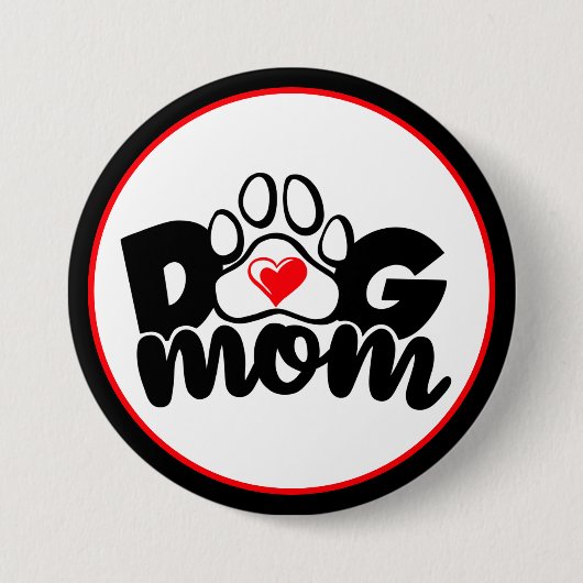 Dog mam Paw Heart Button (Voorkant)