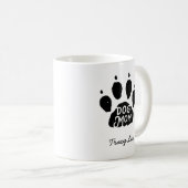 Dog mam Paw print persoonlijke naam en breed Koffiemok (Voorkant rechts)