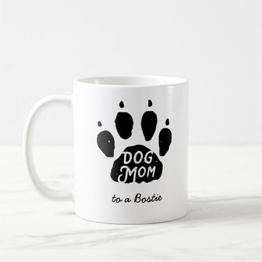 Dog mam Paw print persoonlijke naam en breed Koffiemok (Links)
