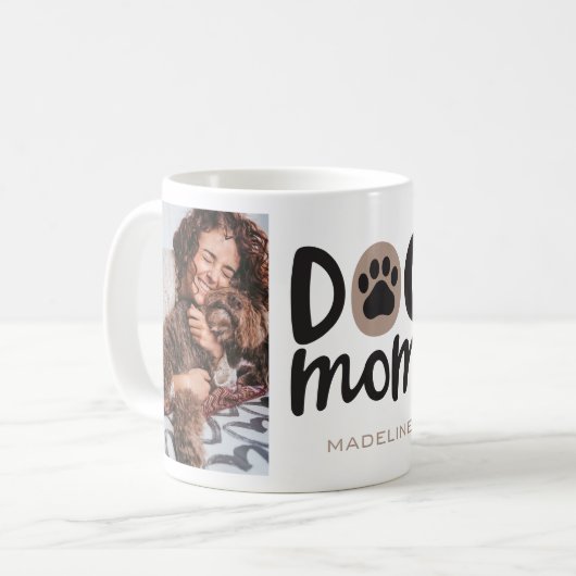 Dog mam Paw Print Photo Collage Coffee Mok Cup (Voorkant links)