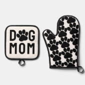 Dog mam Paw Prints Ovenwant & Pannenlap Set (Voorkant)
