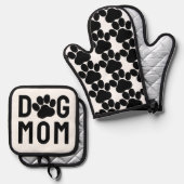 Dog mam Paw Prints Ovenwant & Pannenlap Set (Voorkant / Achterkant)