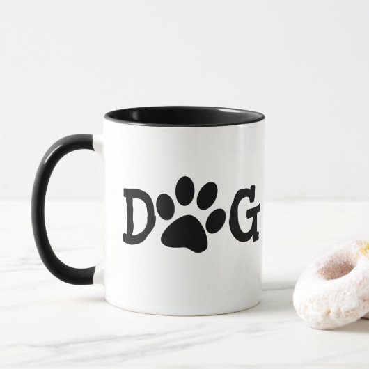 Dog mam Pawprints op White Mok (Met donut)