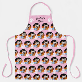 Dog Mam Pet Fotopatroonnaam Roze met Pauw Print Schort