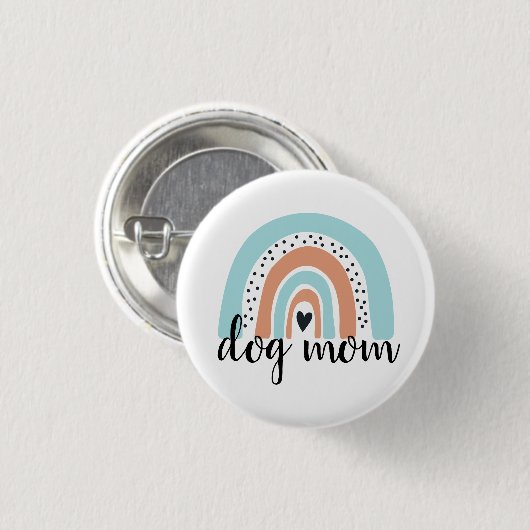 Dog mam Rainbow Blue Peach Ronde Button 3,2 Cm (Voorkant /achterkant)