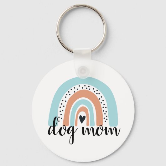 Dog mam Rainbow Blue Peach Sleutelhanger (Voorkant)