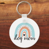 Dog mam Rainbow Blue Peach Sleutelhanger (Voorkant)