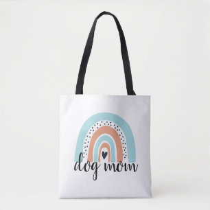 Dog mam Rainbow Blue Peach Tote Bag