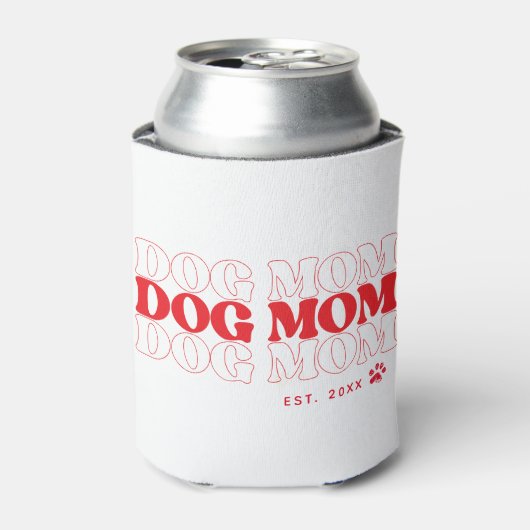 Dog mam Retro Typografie Aangepaste tekst Blikjeskoeler (Blikje Voorkant)