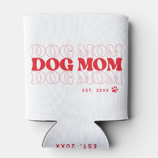 Dog mam Retro Typografie Aangepaste tekst Blikjeskoeler (Achterkant)