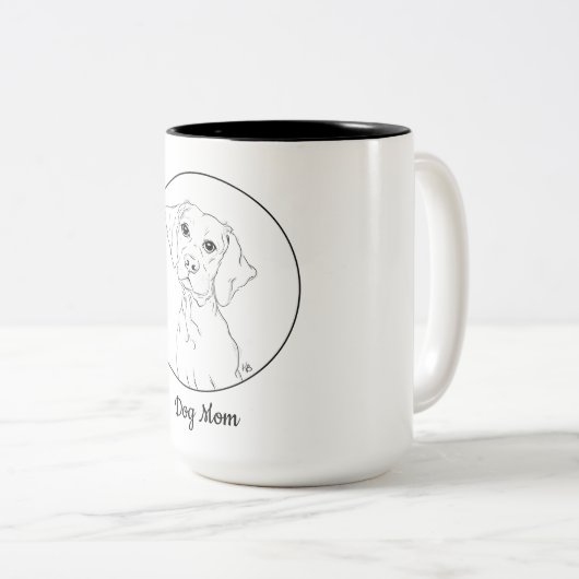 Dog mam Simple Line Art Drawing Mok (Voorkant rechts)