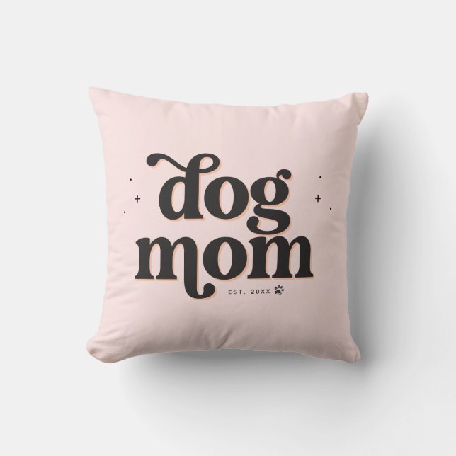 Dog Mam Trendy Typografie Aangepaste foto en tekst Kussen (Voorkant)
