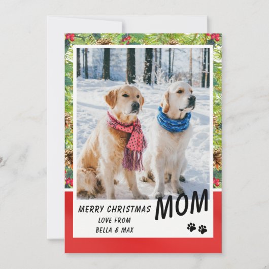 Dog Mam Verry Kerstmis Modern Pine Floral Foto (Voorkant)