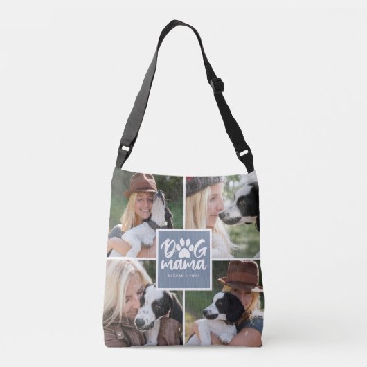 Dog Mama | 4 Ruitenpaneel fotoraster Crossbody Tas (Achterkant)