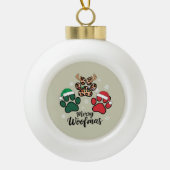 Dog Mama Christmas Merry Woofmas Hondenliefhebber  Keramische Bal Ornament (Voorkant)