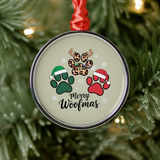 Dog Mama Christmas Merry Woofmas Hondenliefhebber  Metalen Ornament (Boom)