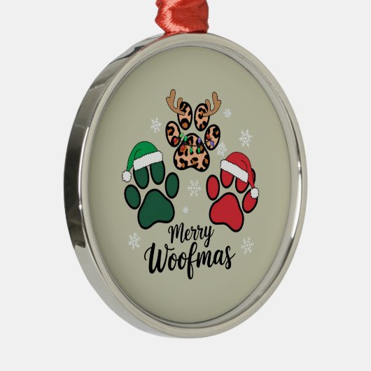 Dog Mama Christmas Merry Woofmas Hondenliefhebber  Metalen Ornament (Rechts)