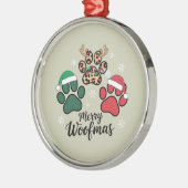 Dog Mama Christmas Merry Woofmas Hondenliefhebber  Metalen Ornament (Links)
