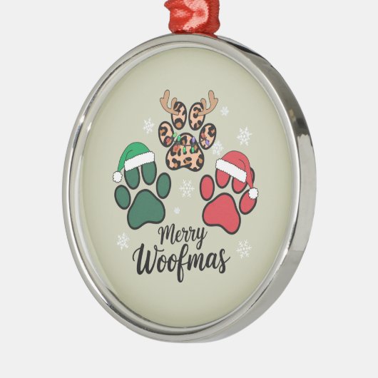 Dog Mama Christmas Merry Woofmas Hondenliefhebber Metalen Ornament (Links)