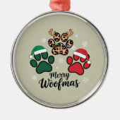 Dog Mama Christmas Merry Woofmas Hondenliefhebber  Metalen Ornament (Voorkant)