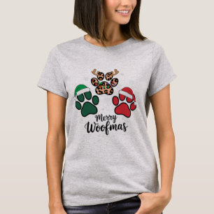 Dog Mama Christmas Merry Woofmas Hondenliefhebber  T-shirt