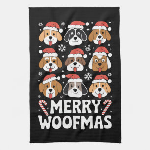 Dog Mama Christmas Merry Woofmas Hondenliefhebber Theedoek