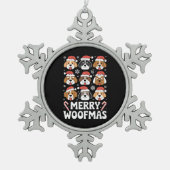 Dog Mama Christmas Merry Woofmas Hondenliefhebber Tin Sneeuwvlok Ornament (Voorkant)